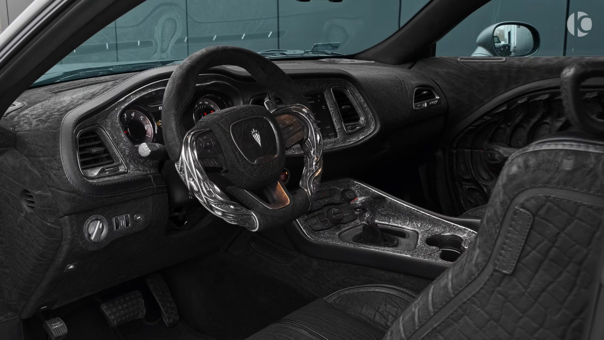 This Dodge Hellcat Has an Engraved Silver and Elephant Leather Interior