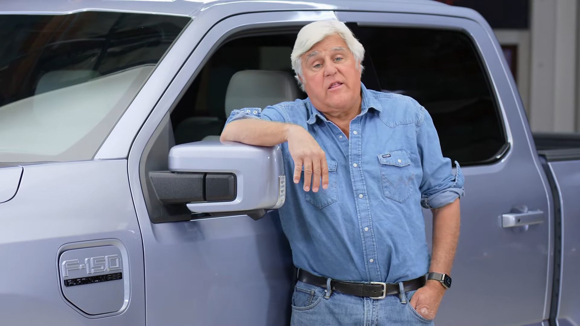 Jay Leno Drives 2022 Ford F150 Lightning, CEO Jim Farley Talks Sales