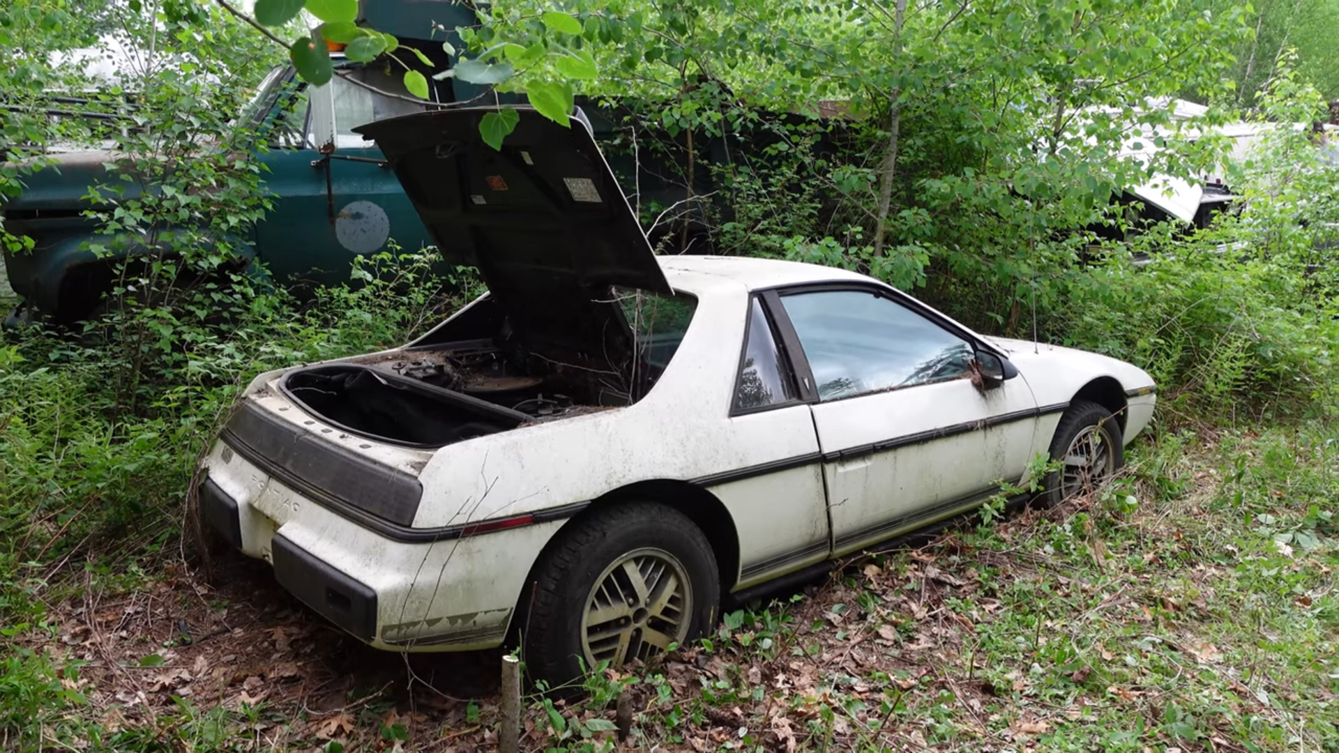 1984 Pontiac Fiero 2M4 in the Woods Is Covered in Pine