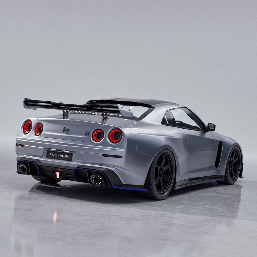 NextGen R36 Nissan GTR Wraps Modern Classic R34 CGI Design Around SolidState EV Battery