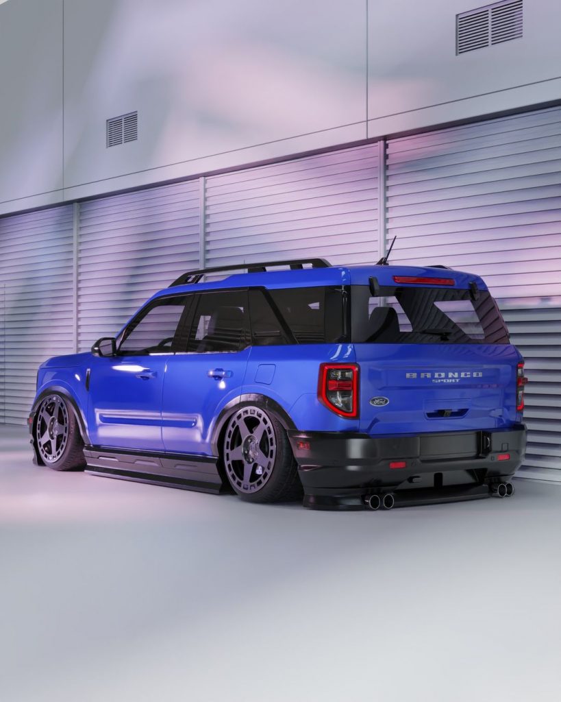 Slammed Ford Bronco Sport on Air Suspension Gains Digital Body Kit