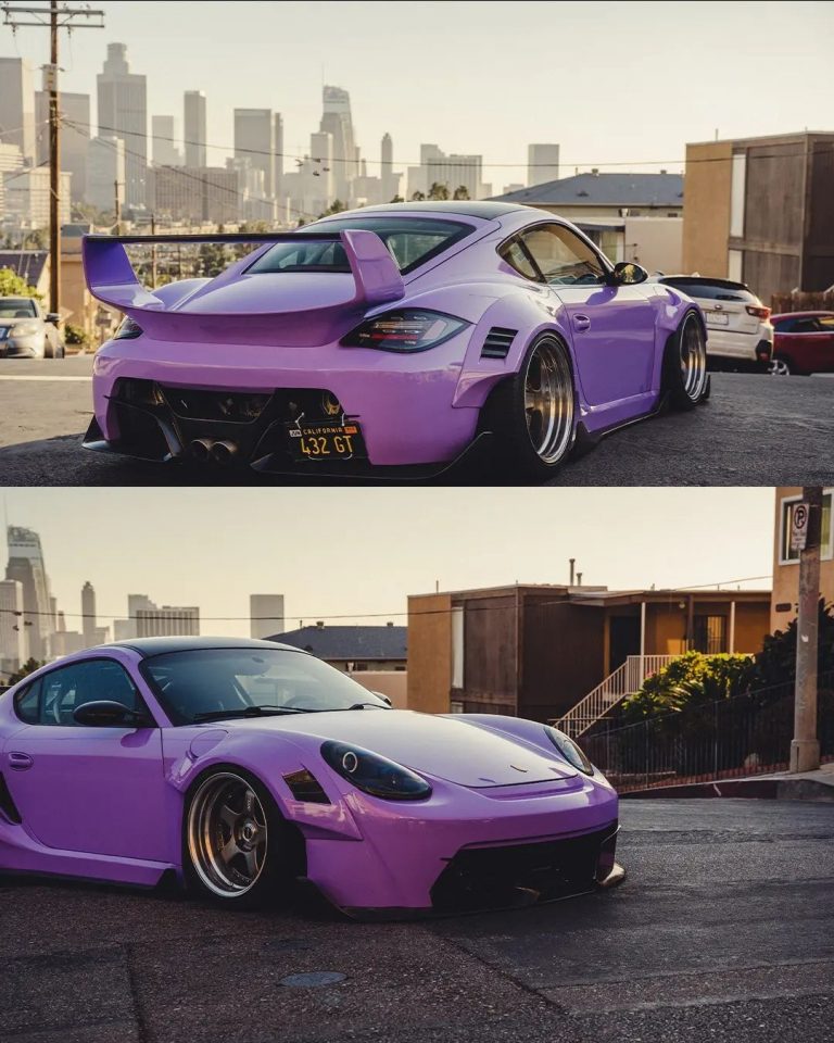 Purple Porsche Cayman With Karma Widebody Is a SEMA 2022 Star With RWB
