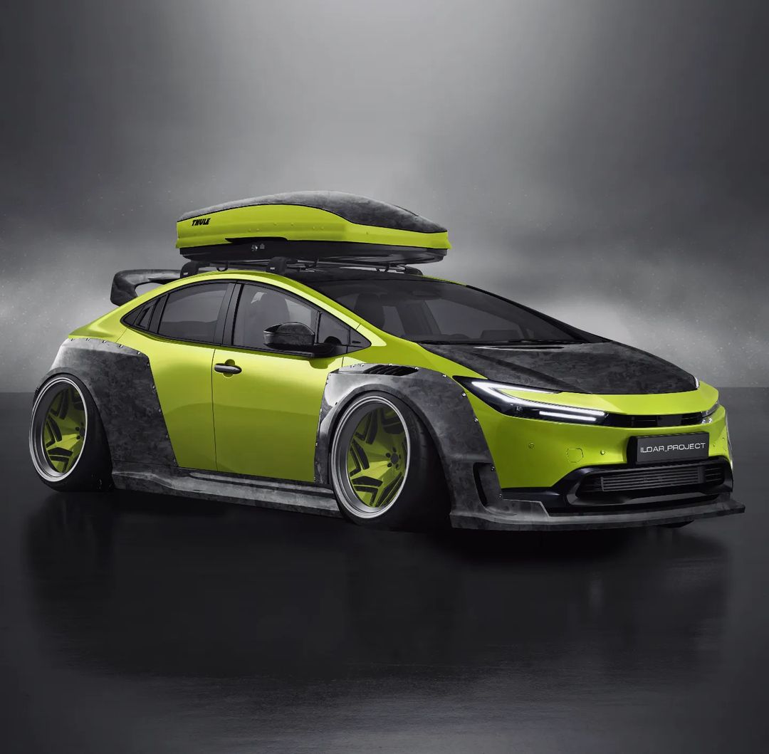 Slammed 2023 Toyota Prius With Carbon Widebody and Air Suspension Is a