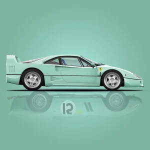 Ferrari F40 Repainted Mint Green (Verde Pallido) rendered by roadracerally