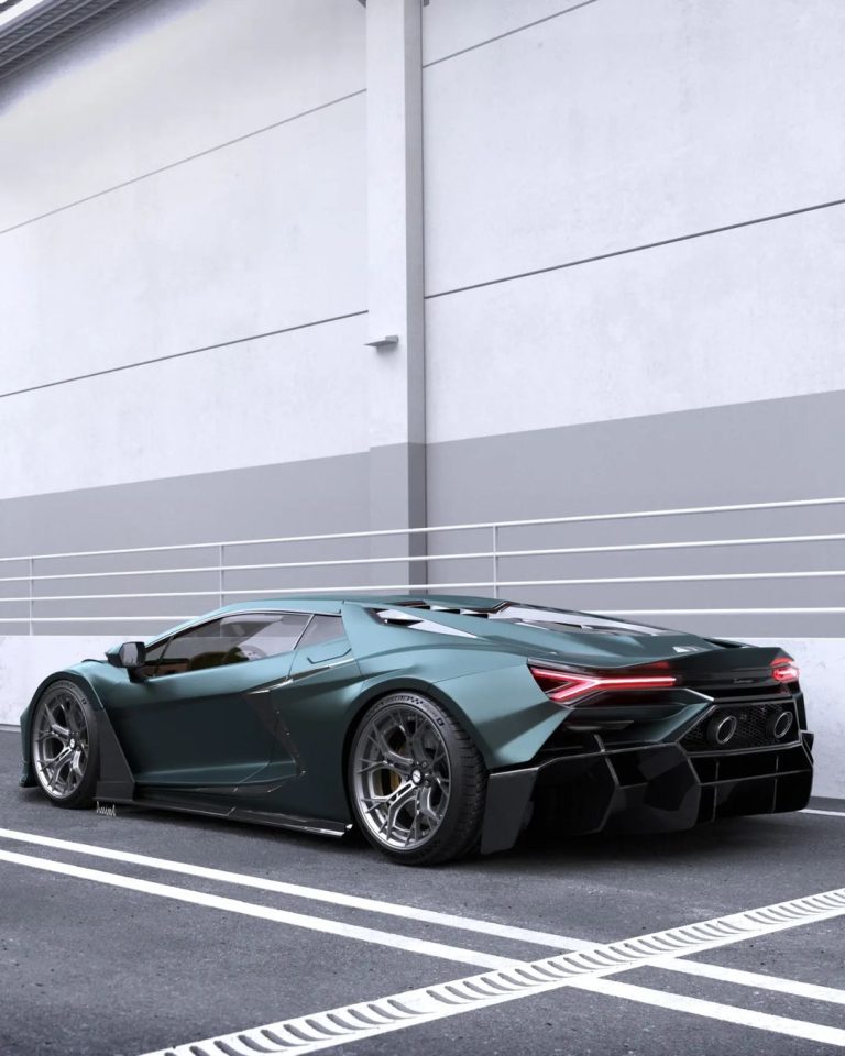 Revuelto Custom Exhaust Descends Below Rear Deck in Full