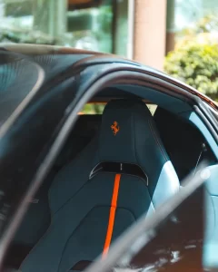 Interior of Atomic Orange Ferrari SF90 Stradale