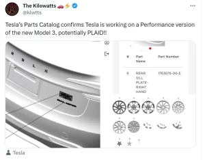 Tesla Model 3 Highland Plaid/Ludicrous badge