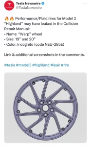 Tesla Model 3 Highland Warp wheels