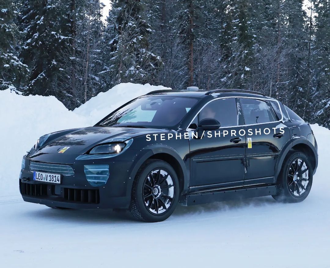 2026 Porsche Cayenne EV Spied During Snow Testing - Featured Image